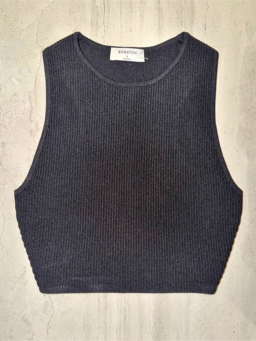 Babaton Tank Ribbed Top in Black